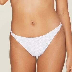 NWT Demi Moore Andie Swim White Crochet Tropez Bottom Large Midrise Classic Fit